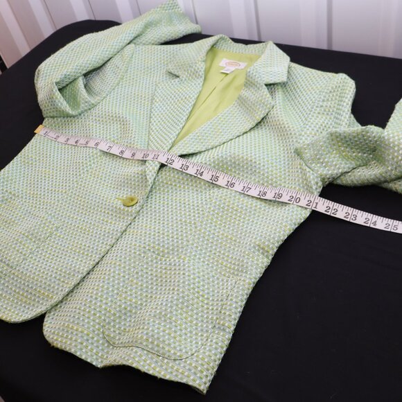 Talbots Womens Tweed Jacket Green Yellow Blue Lined Size 14 Office Career Spring - Picture 8 of 11